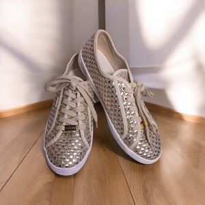 bebe Beige and Gold Sneakers